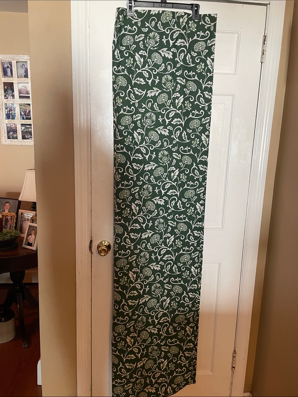 Green and White Floral Shower Curtain